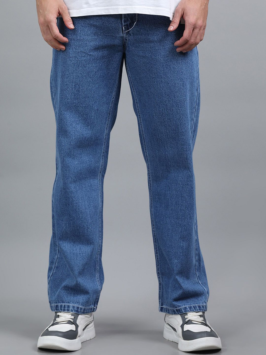 Kolor Fusion Men Loose Cotton Mid-Rise Baggy Jeans