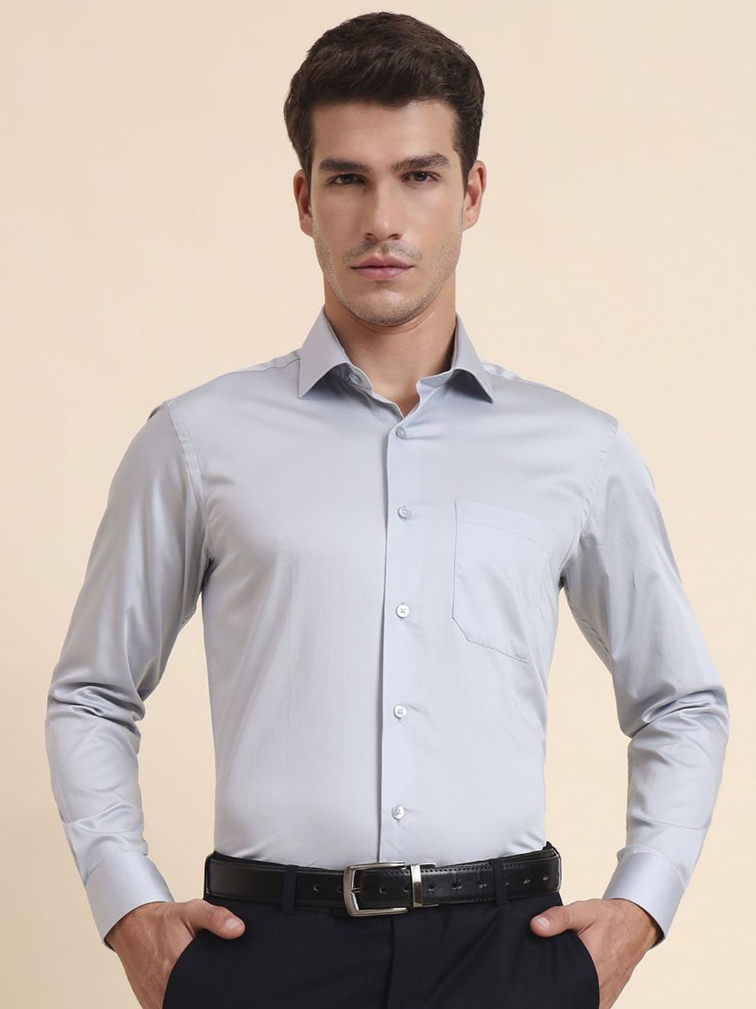 METAL Slim Fit Long Sleeves Pure Cotton Formal Shirt