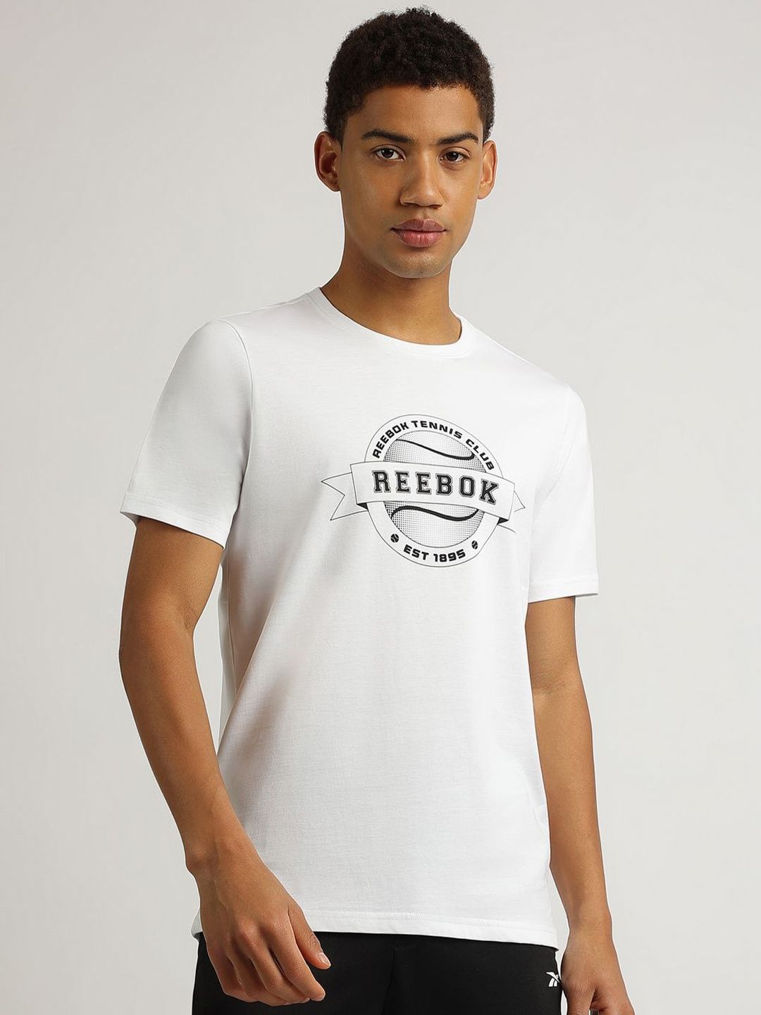 Reebok Men Graphic Printed Round Neck Pure Cotton T-shirt