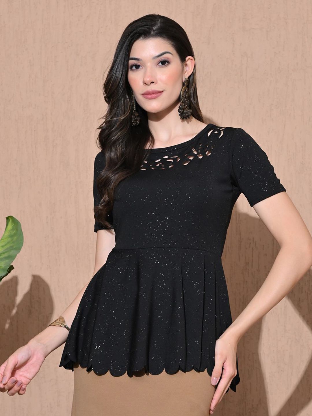 BAESD Women Self Design Peplum Top