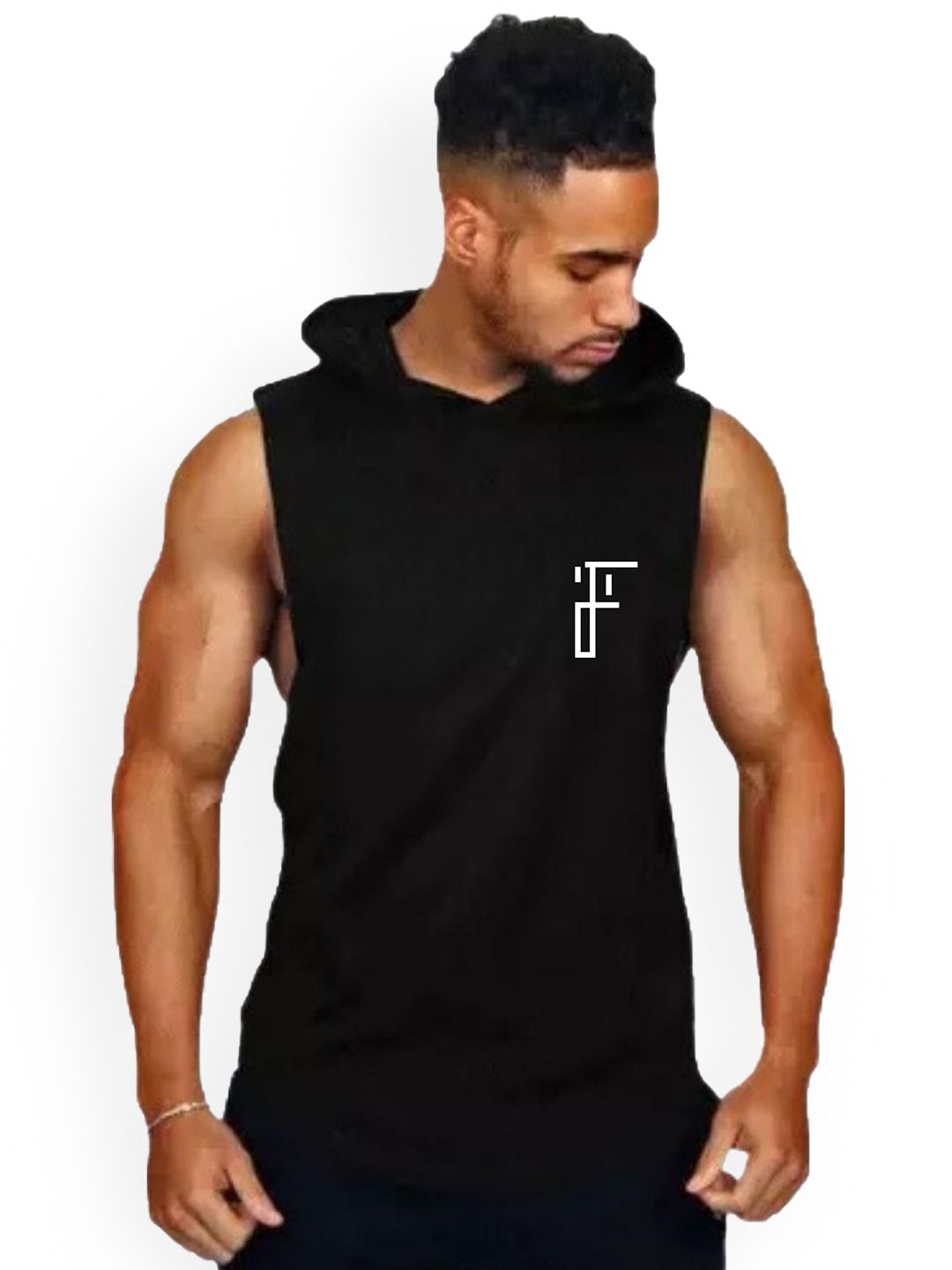 Fashnobic Ghost Printed Hooded Neck Gym Vest FB-105_Back_pt-4