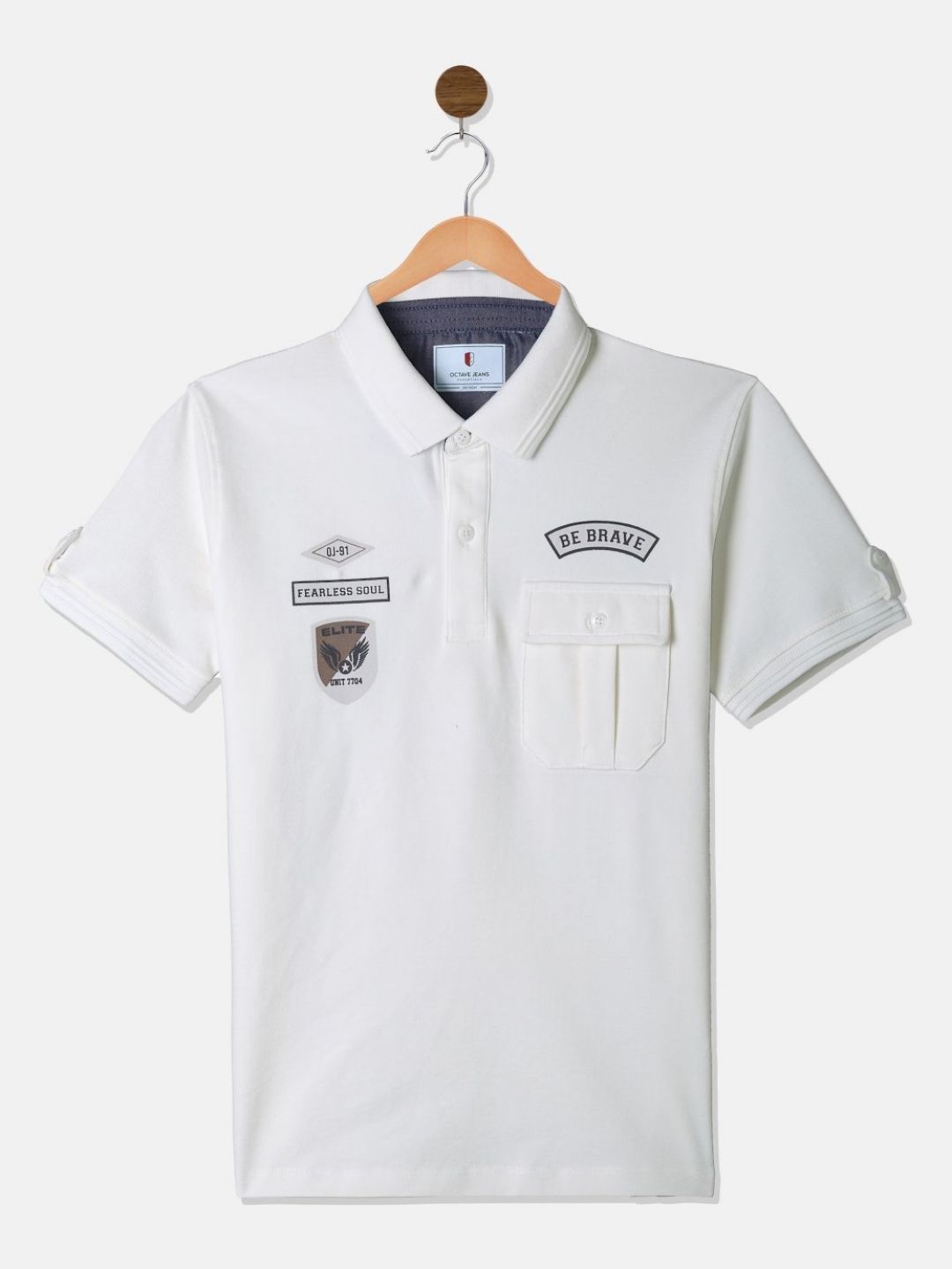 Octave Boys Graphic Printed Polo Collar Cotton T-shirt