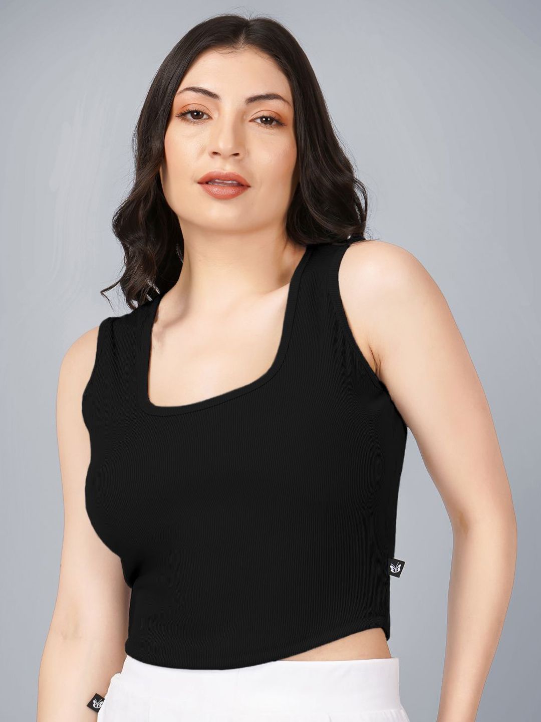 Plus Size Women Solid Crop Top