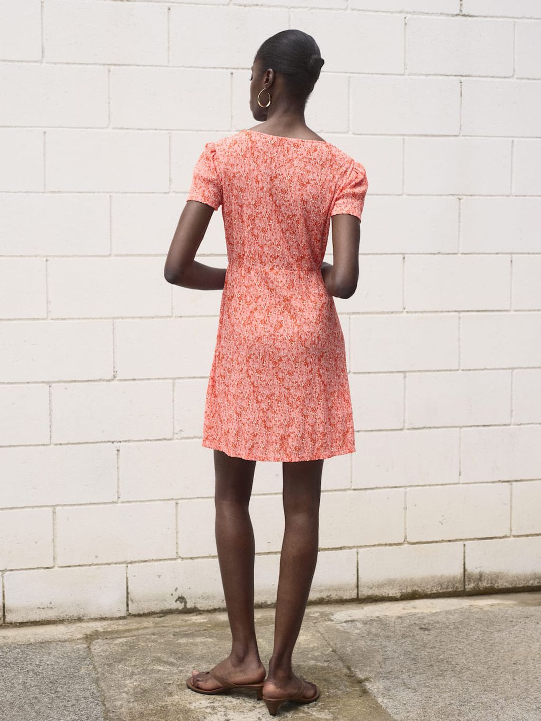 Floral Print V-Neck Puff Sleeve A-Line Mini Dress