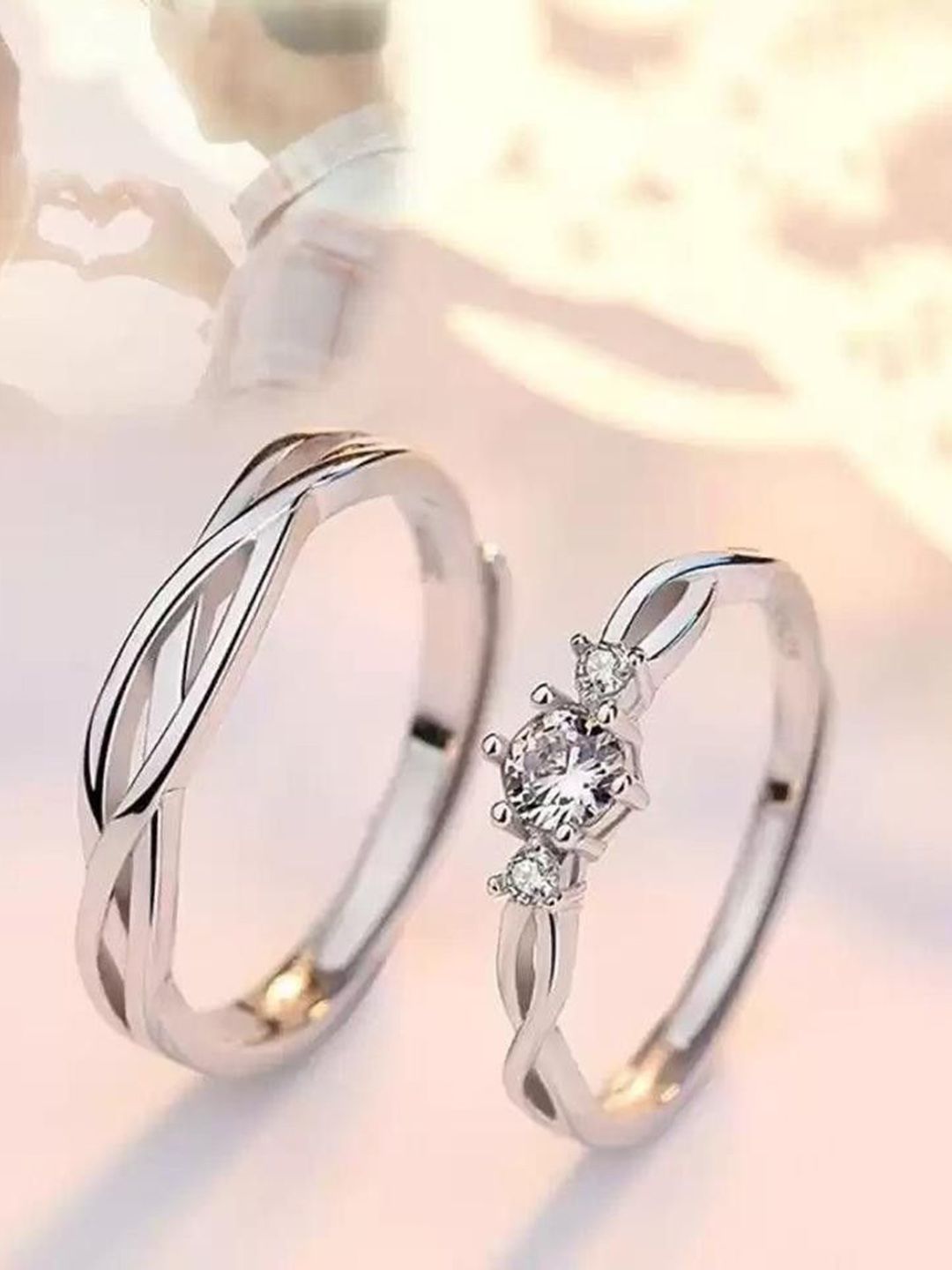 Ringzinnie Set Of 2 Stone-Studded Adjustable Finger Rings
