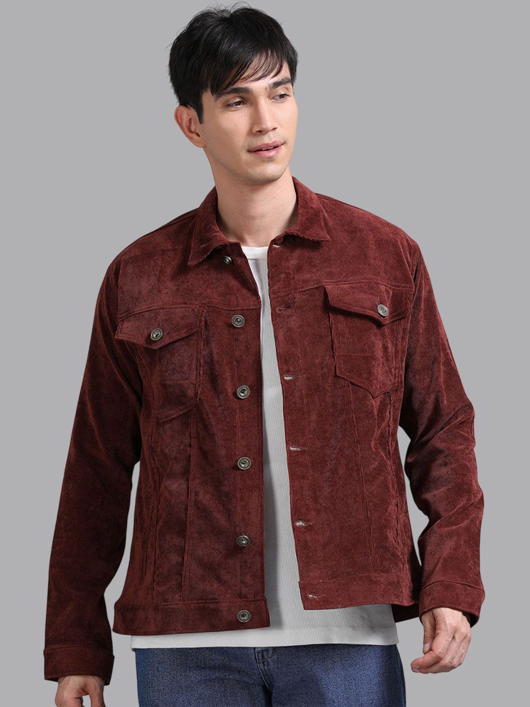 Plutus Plutus Washed Corduroy Jacket with Embroidered