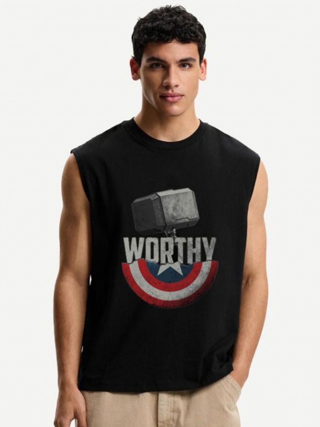 CLAFOUTIS Men Captain America Graphic Printed Round Neck T-shirt