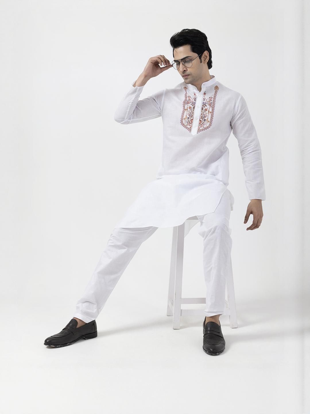 PulseIQ Men White Kurtas