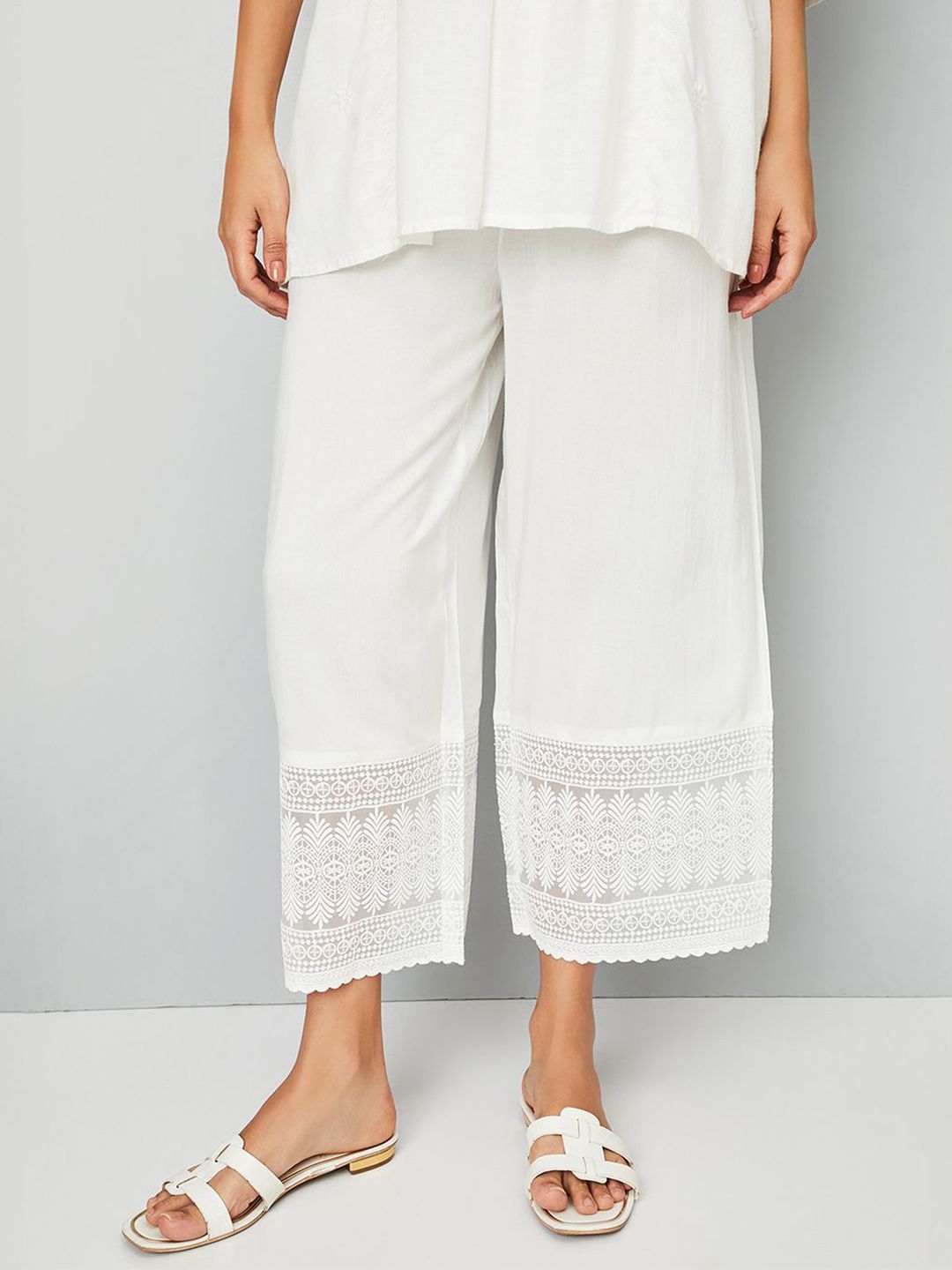 max Women Ethnic Embroidered Straight Palazzos