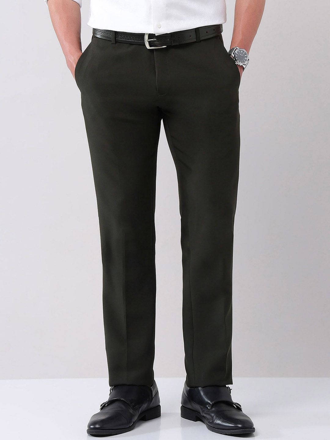AD By Arvind Men Wrinkle Free Slim Fit Formal Trousers