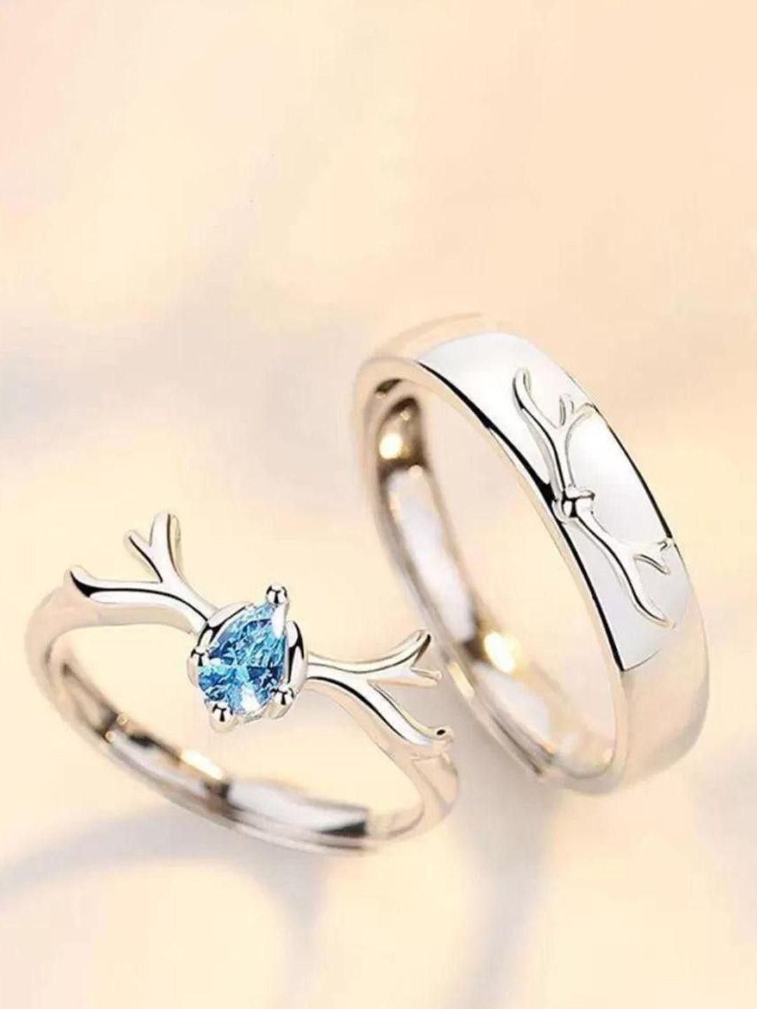 Ringzinnie Set Of 2 Stone-Studded Adjustable Finger Rings