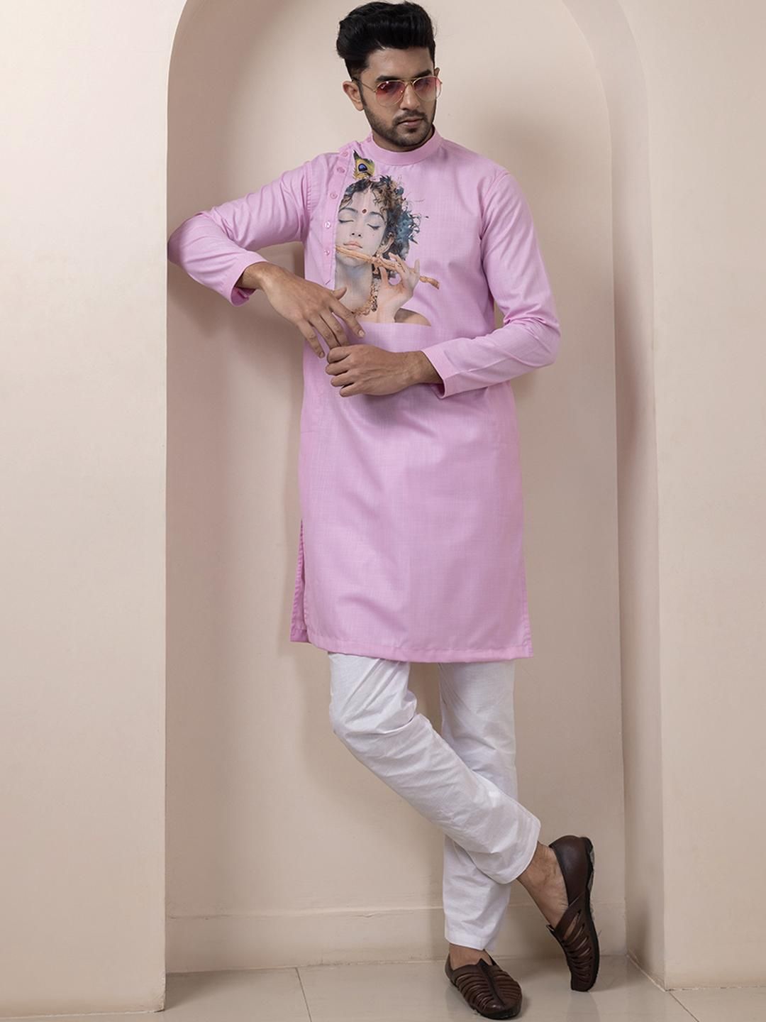 PulseIQ Men Pink Kurtas
