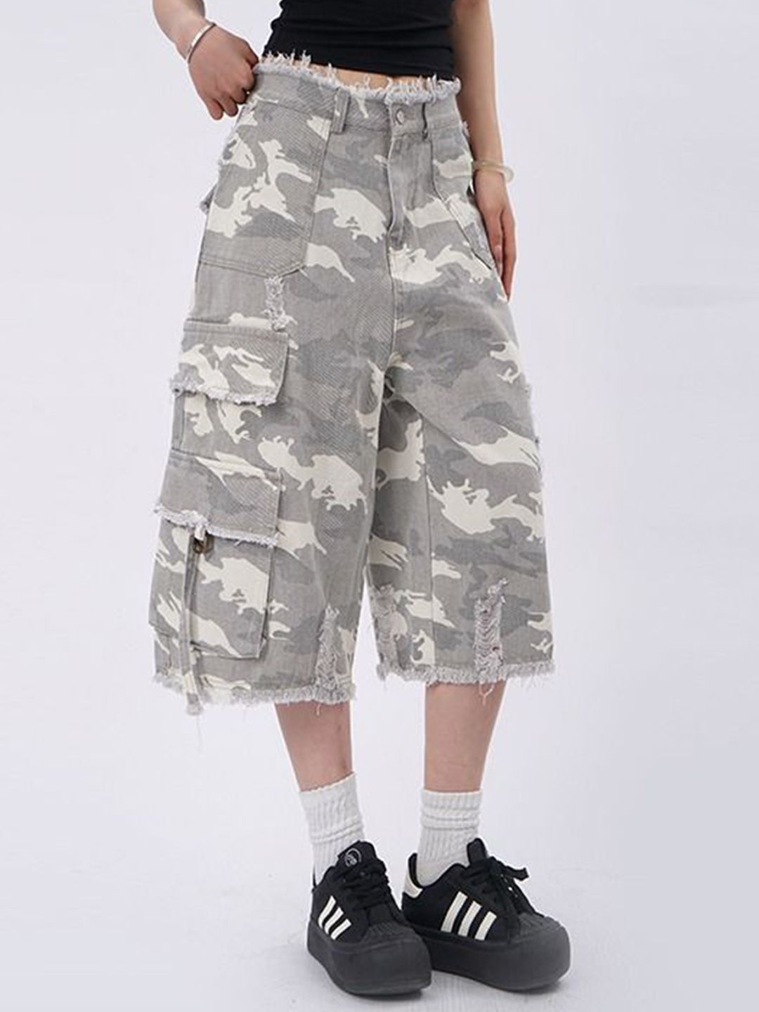 Buy StyleCast x Revolte Women Loose Fit Camouflage Jorts Shorts