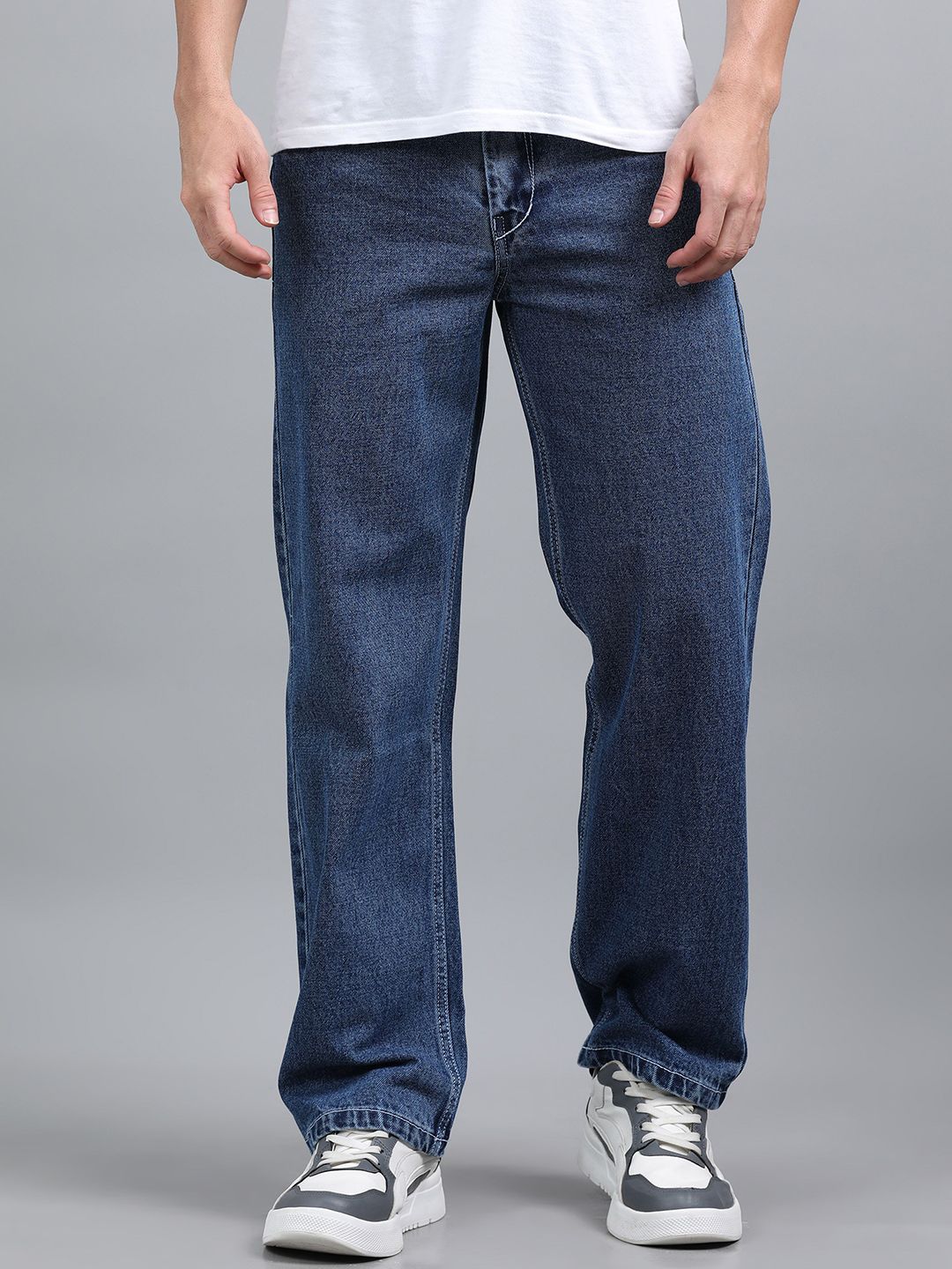 Kolor Fusion Men Loose Baggy Mid-Rise Light Fade Cotton Jeans