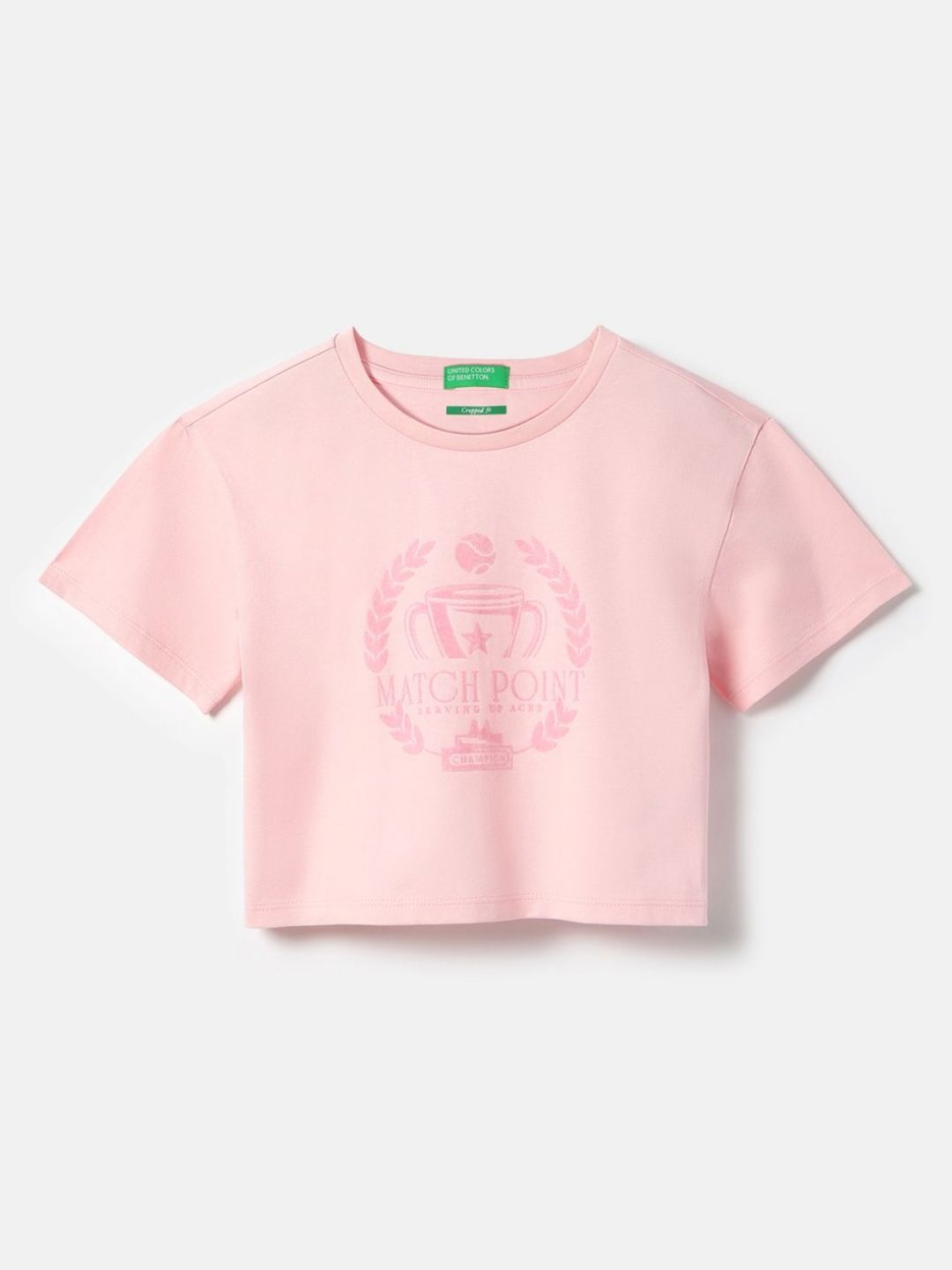 United Colors of Benetton Girls Graphic Printed Round Neck Cotton T-shirt
