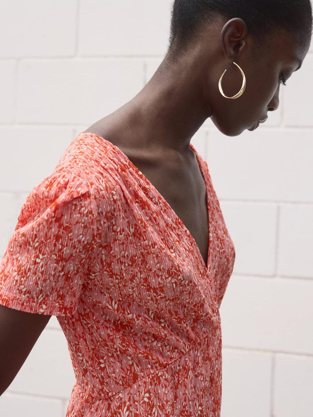 Floral Print V-Neck Puff Sleeve A-Line Mini Dress
