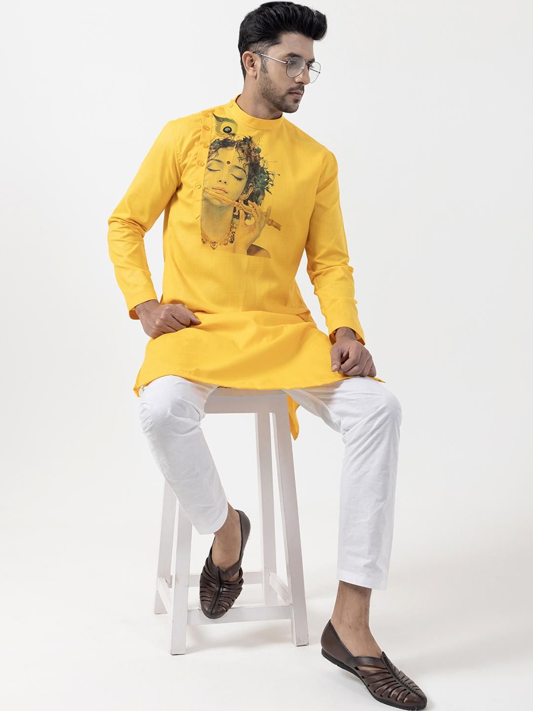 PulseIQ Men Mustard Kurtas