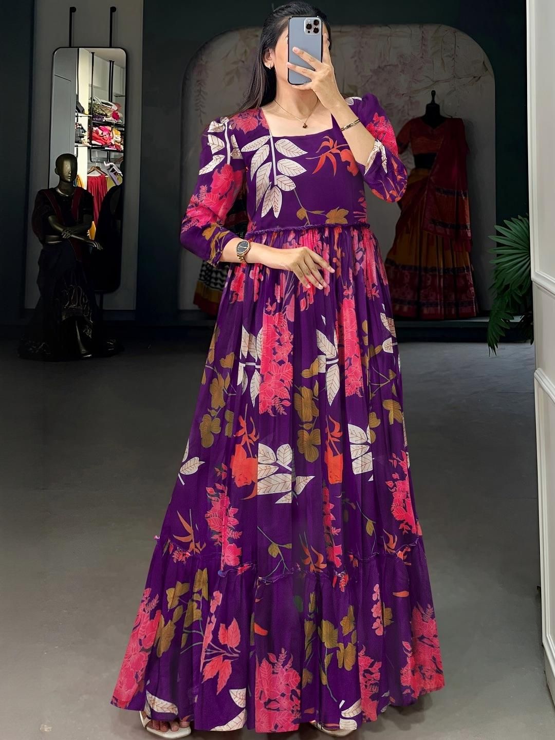 red and purple dress Simple satin long prom purple evening dress Shape of flowers may differ Dressime Purple Metallic Prom Dresse