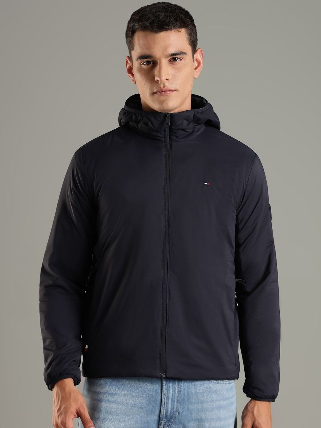 Tommy Hilfiger Men Hooded Solid Casual Sporty Jacket