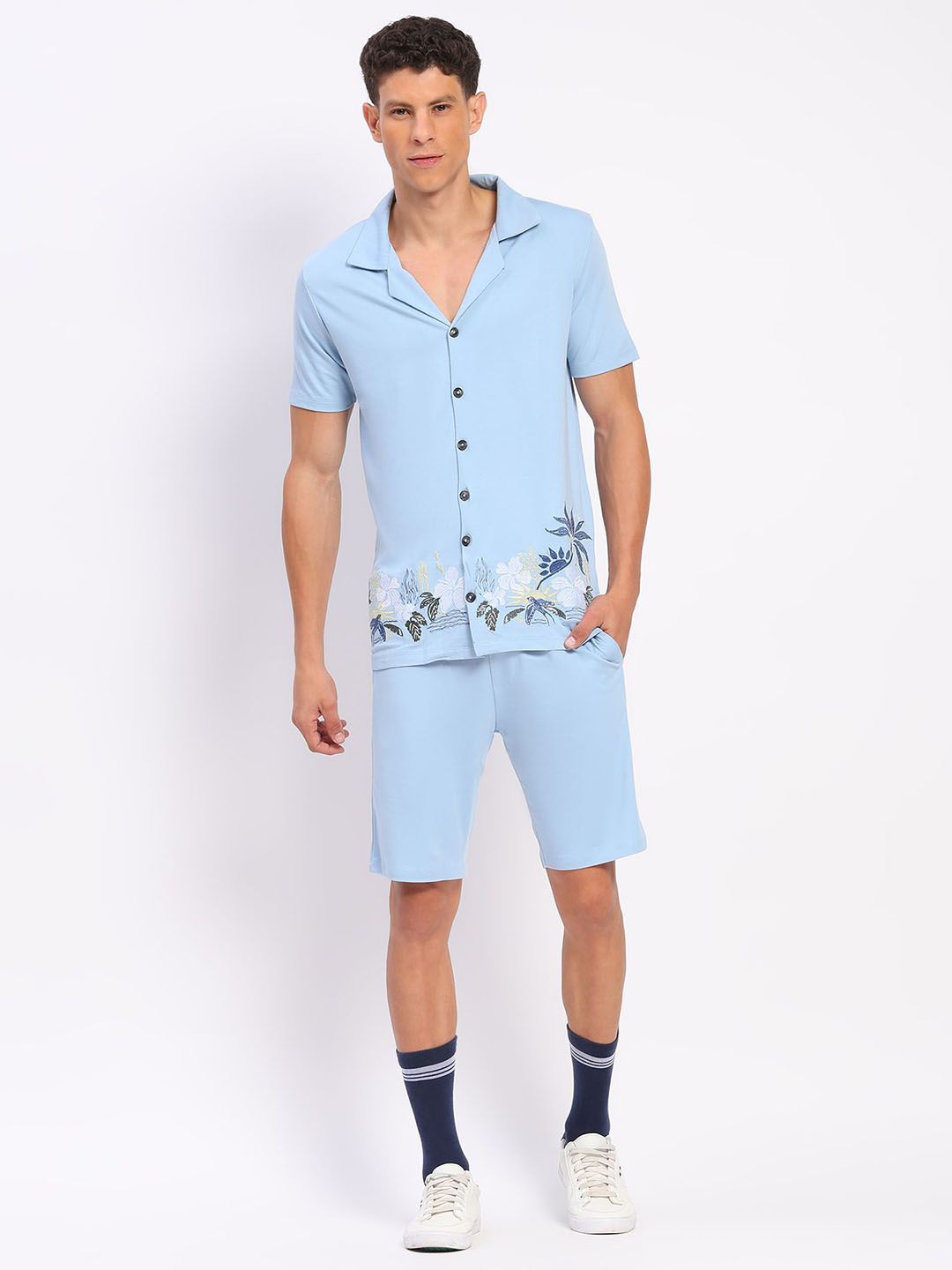Global Republic Global Republic Embroidered Shirt & Shorts Co-Ord Set