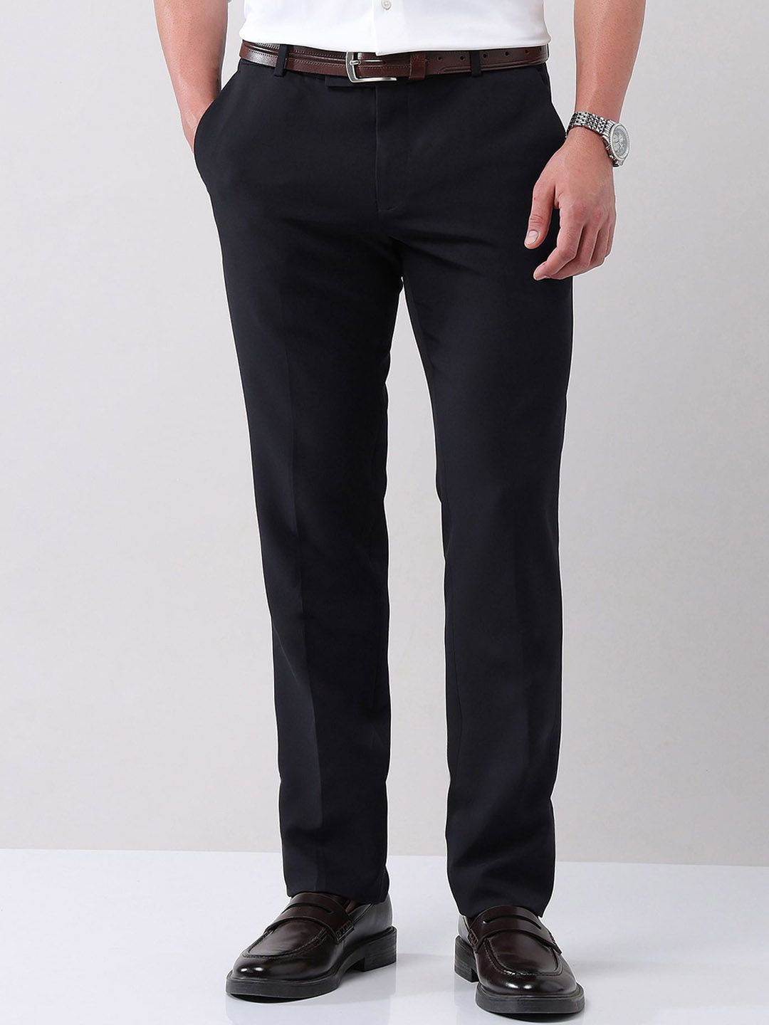 AD By Arvind Men Wrinkle Free Slim Fit Formal Trousers