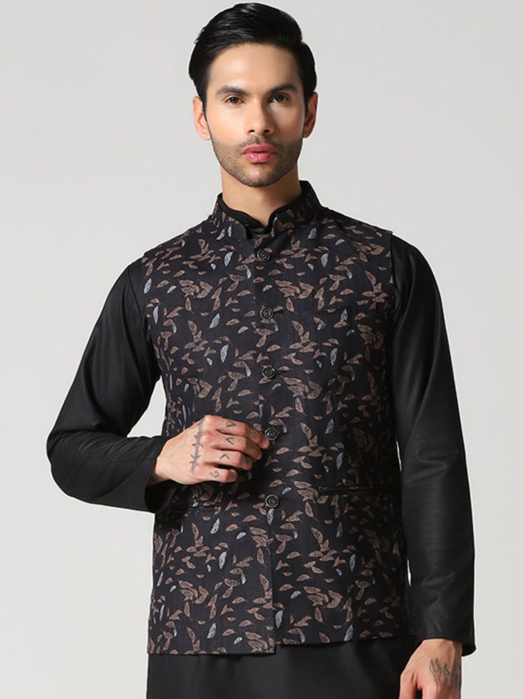 TAHVO Printed Cotton Nehru Jacket