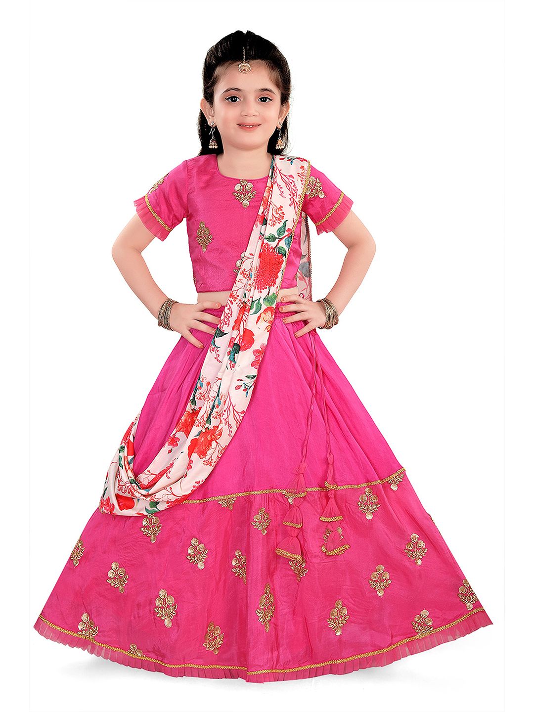 Pragya Exclusive Girls Embroidered Silk Ready to Wear Lehenga With Blouse And Dupatta