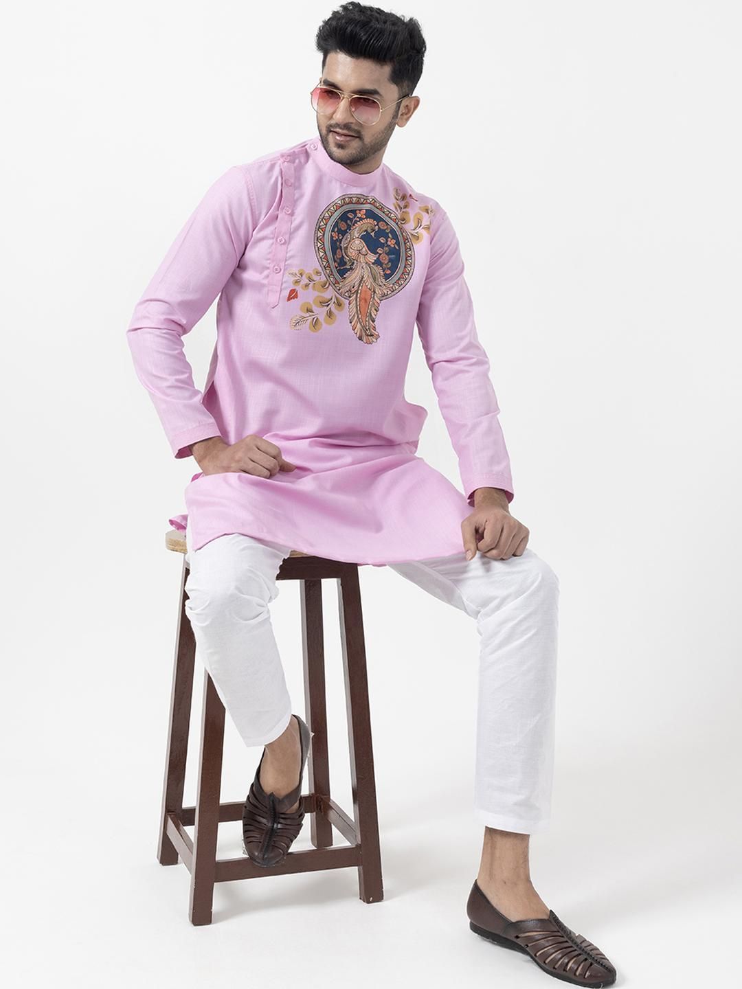 PulseIQ Men Pink Kurtas