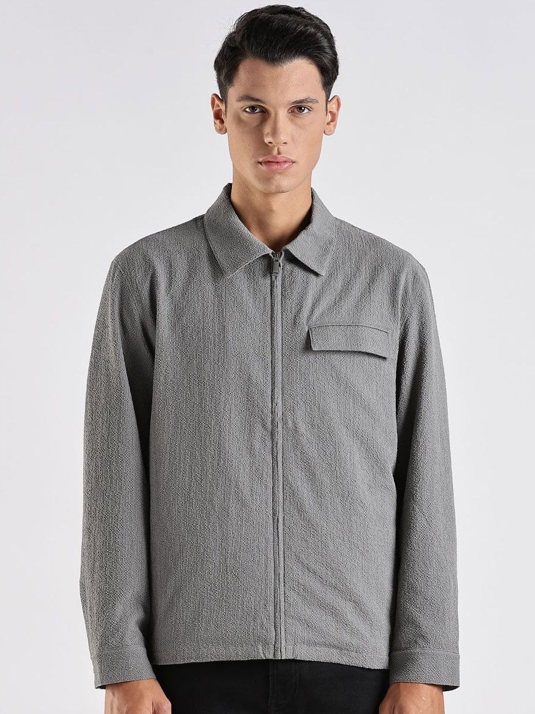 Calvin Klein Jeans Textured Spread Collar Tailored Jacket