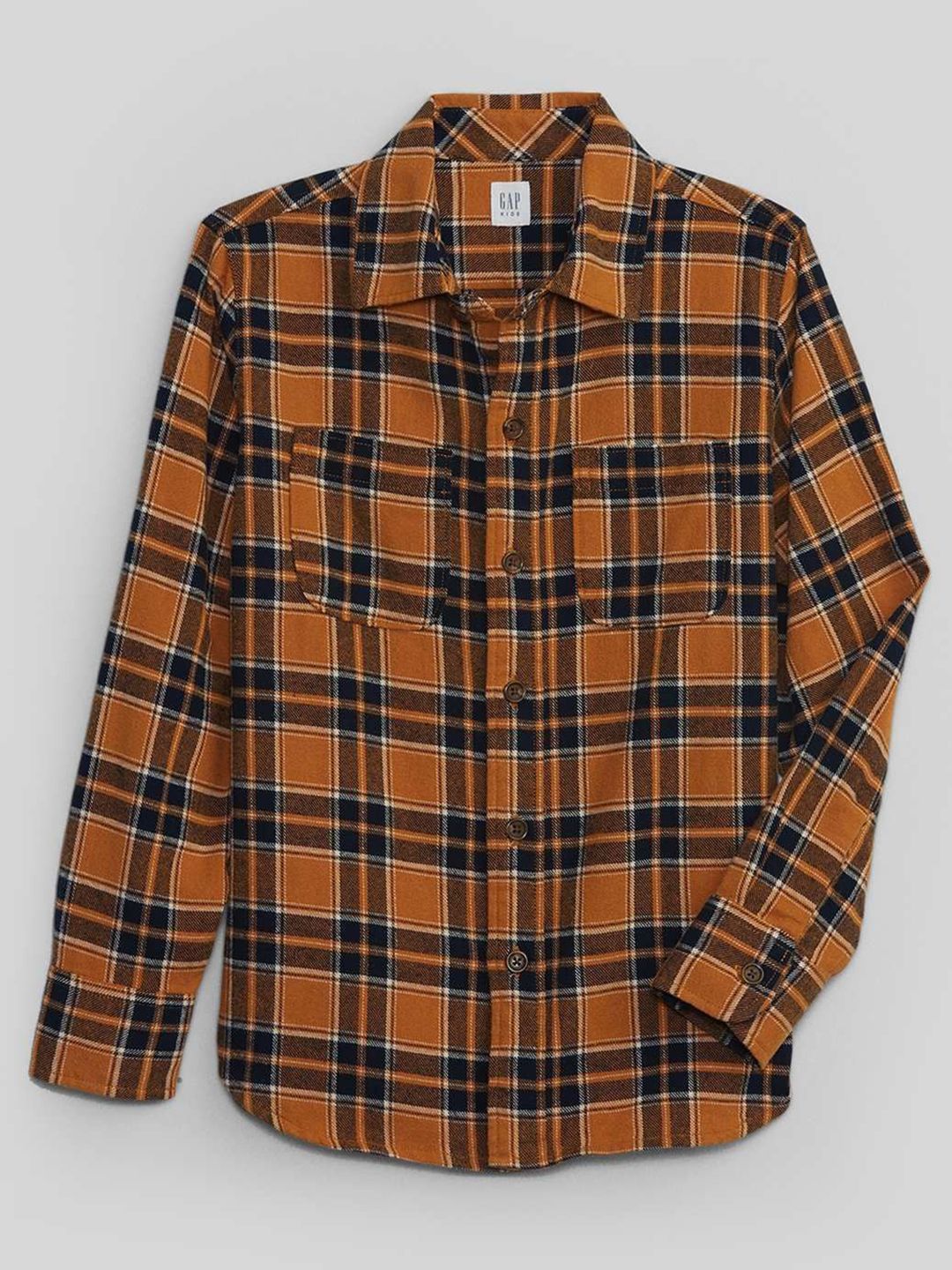 GAP Boys Relaxed Fit Checked Spread Collar Cotton Casual Shirt