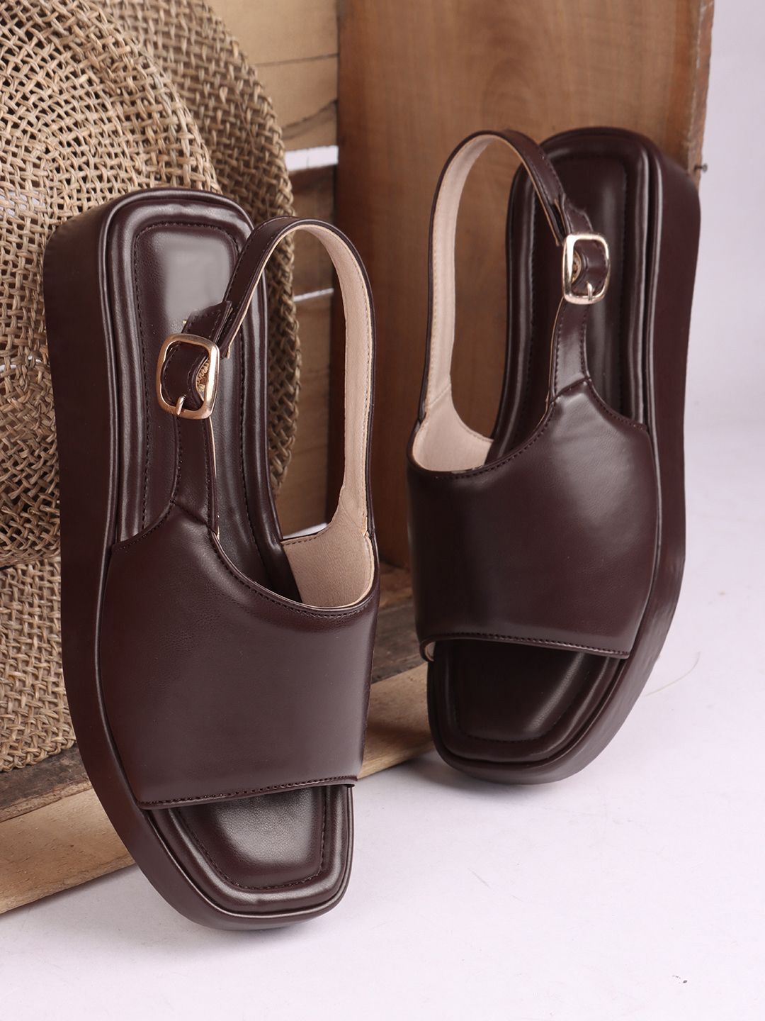 Try Me Platform Heel Sandals with Buckles