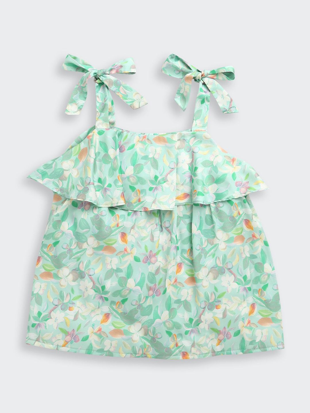Tiny Girl Floral Printed Tie-Up Neck Peplum Top