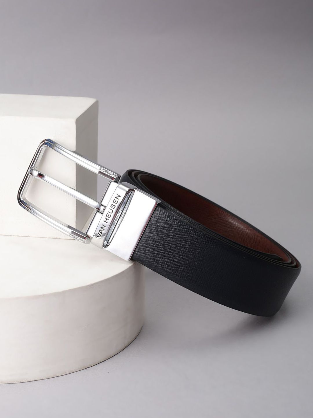 Van Heusen Men Textured Leather Formal Belt