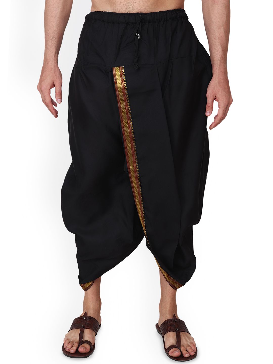 RAMESHWARAM FABRICS Men Woven design With Pleats Ready to Wear Dhoti Pants