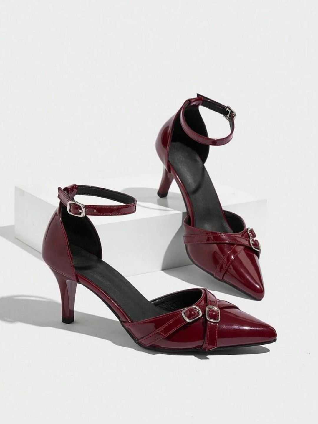 KLEXIO KLEXIO Women Party Stiletto Heels Pumps with Buckles