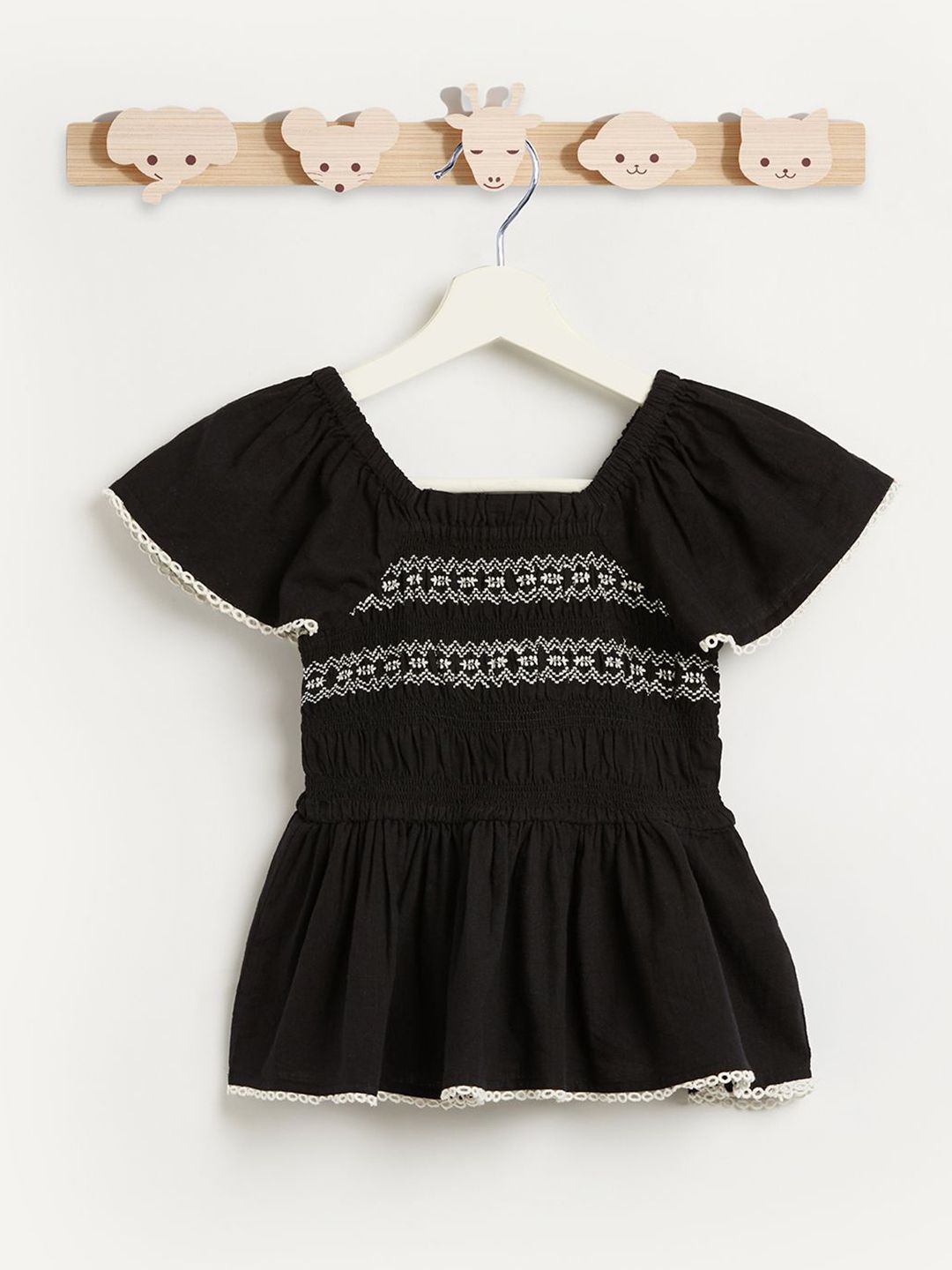 Juniors by Babyshop Girls Embroidered Flutter Sleeves Peplum Top