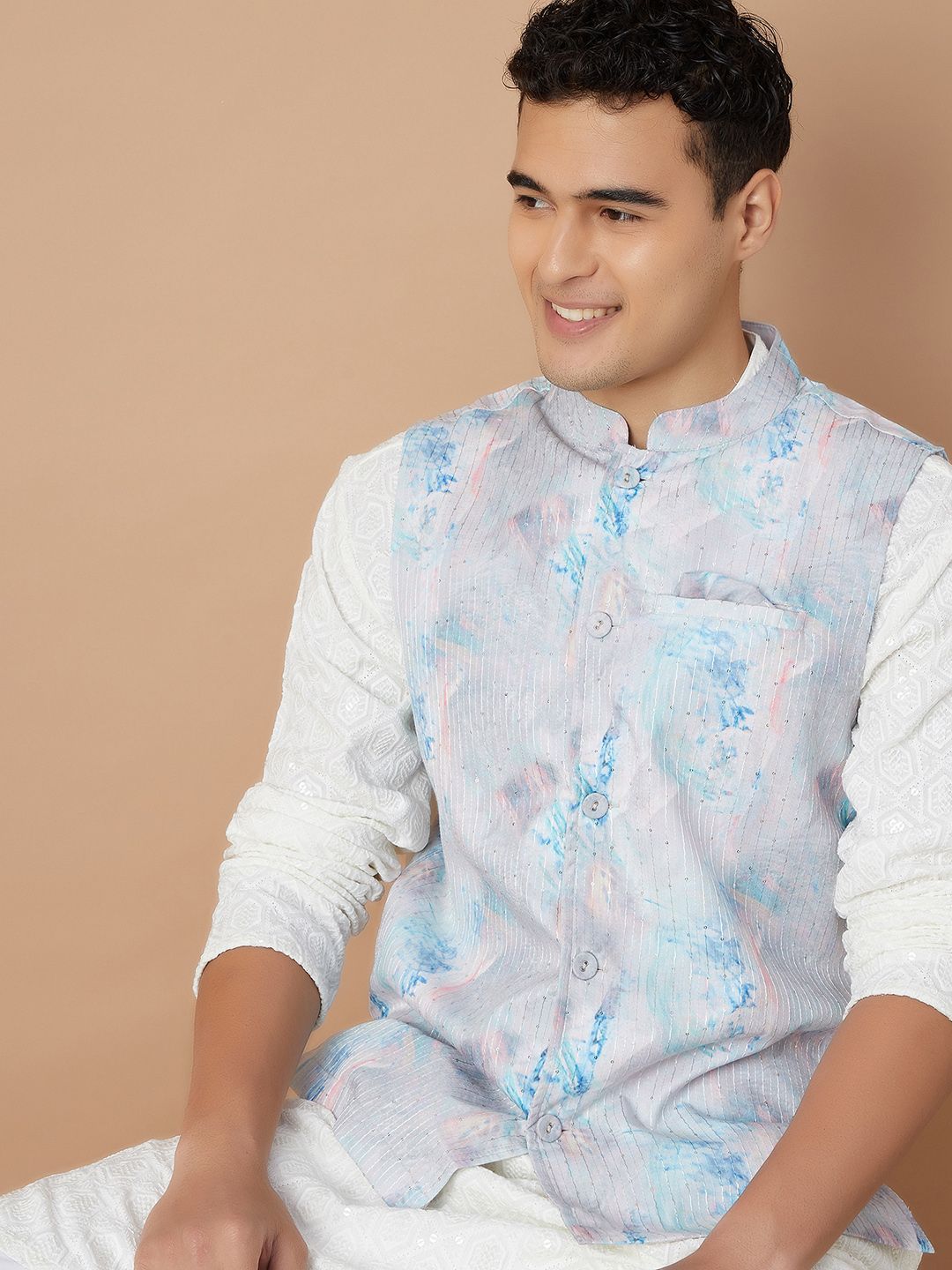 Melange by Lifestyle Men Abstract Printed Nehru Jacket