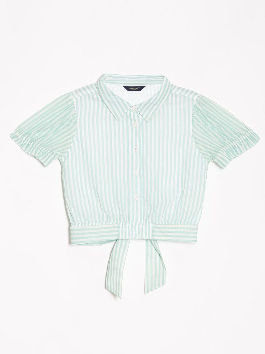 Allen Solly Junior Girls Vertical Stripes Shirt Style Cotton Top