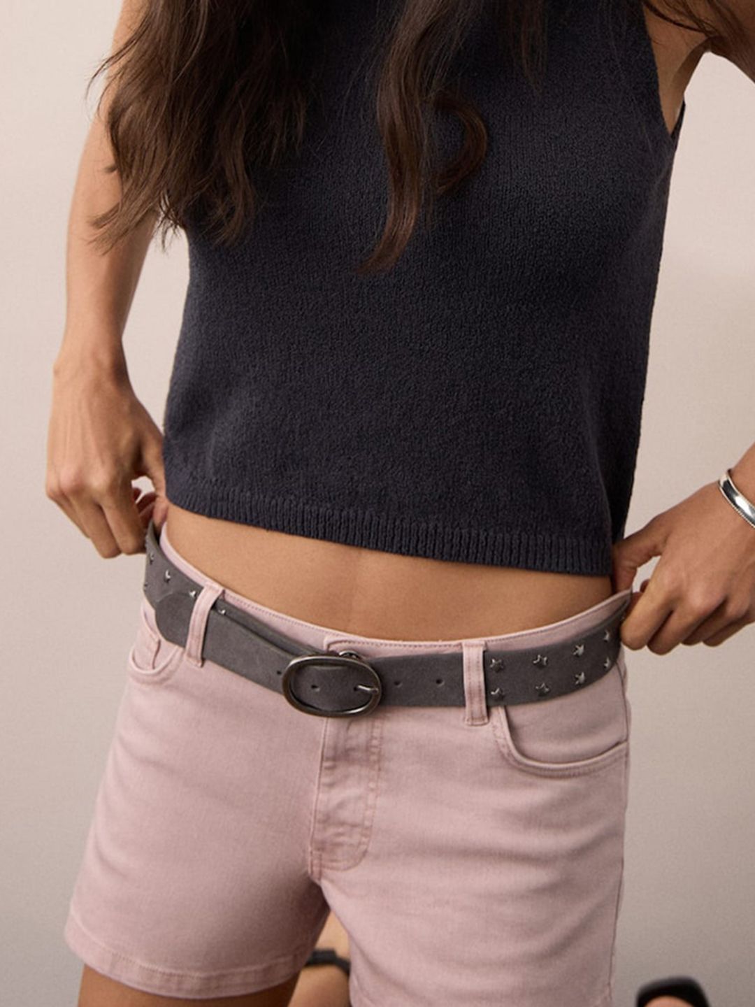Low-Rise Straight Fit Denim Shorts