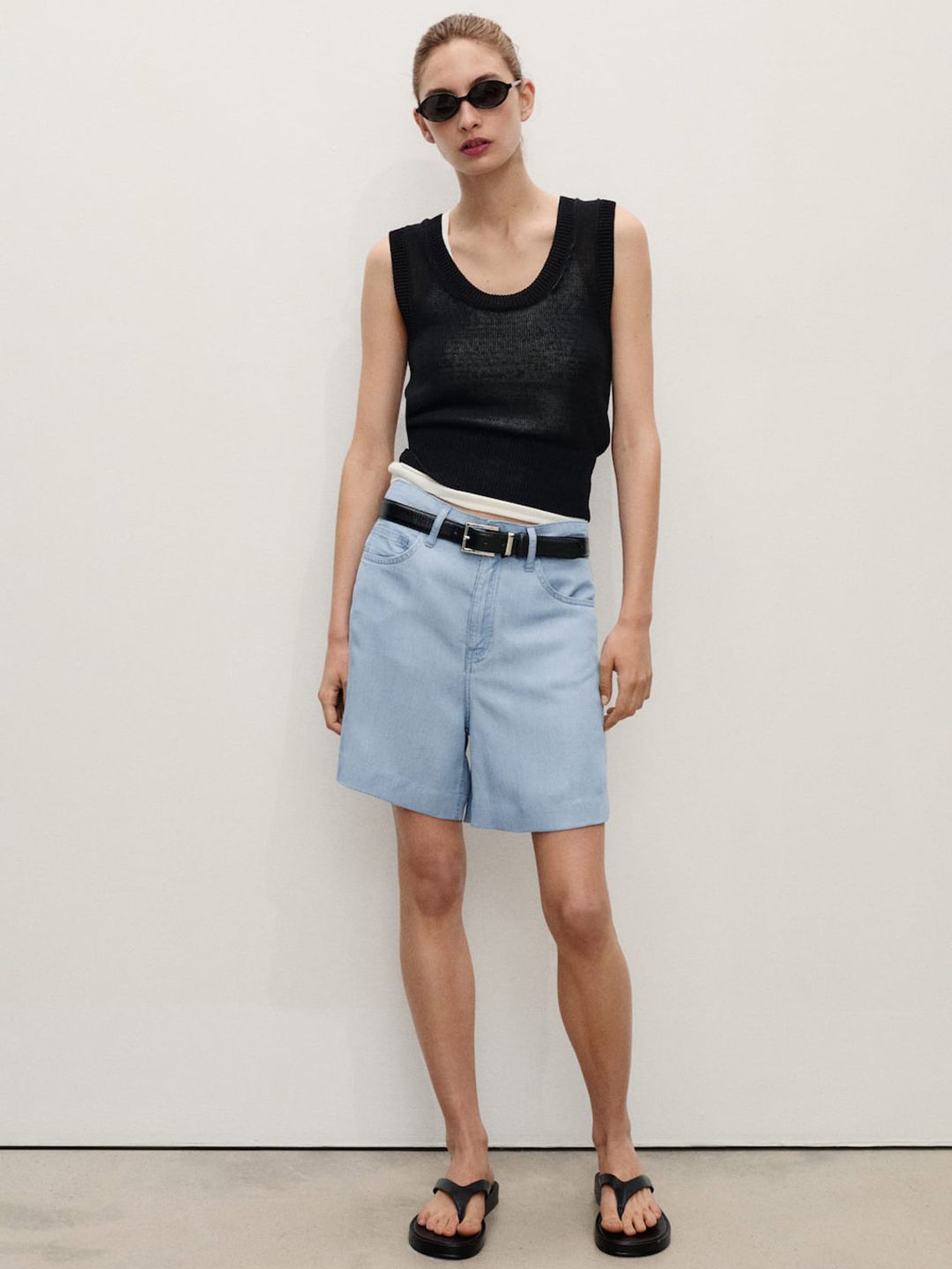 Mid-Rise Straight Fit Bermuda Shorts