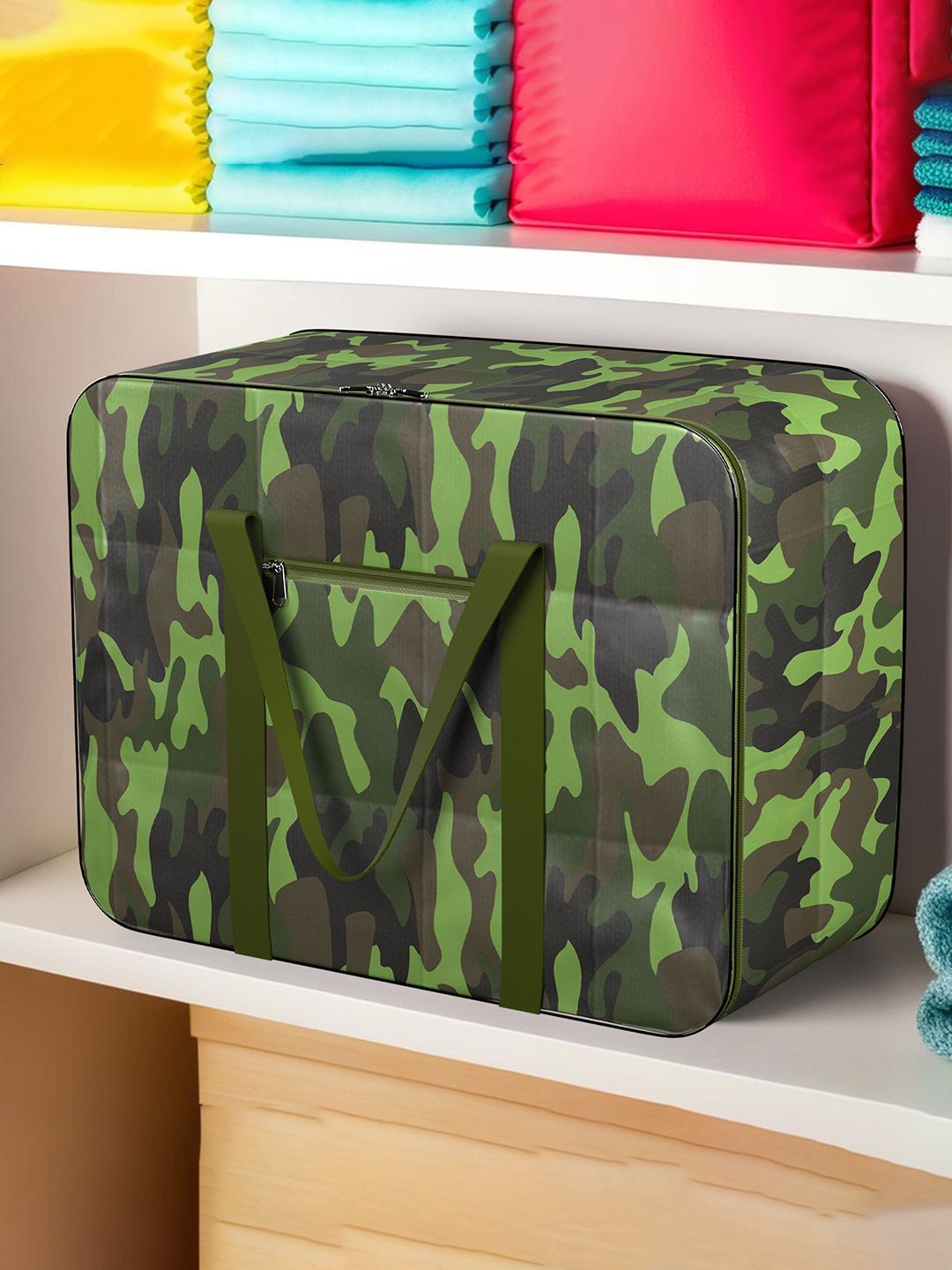 Kuber Industries Green & Black Printed Under Bed Storage Organisers