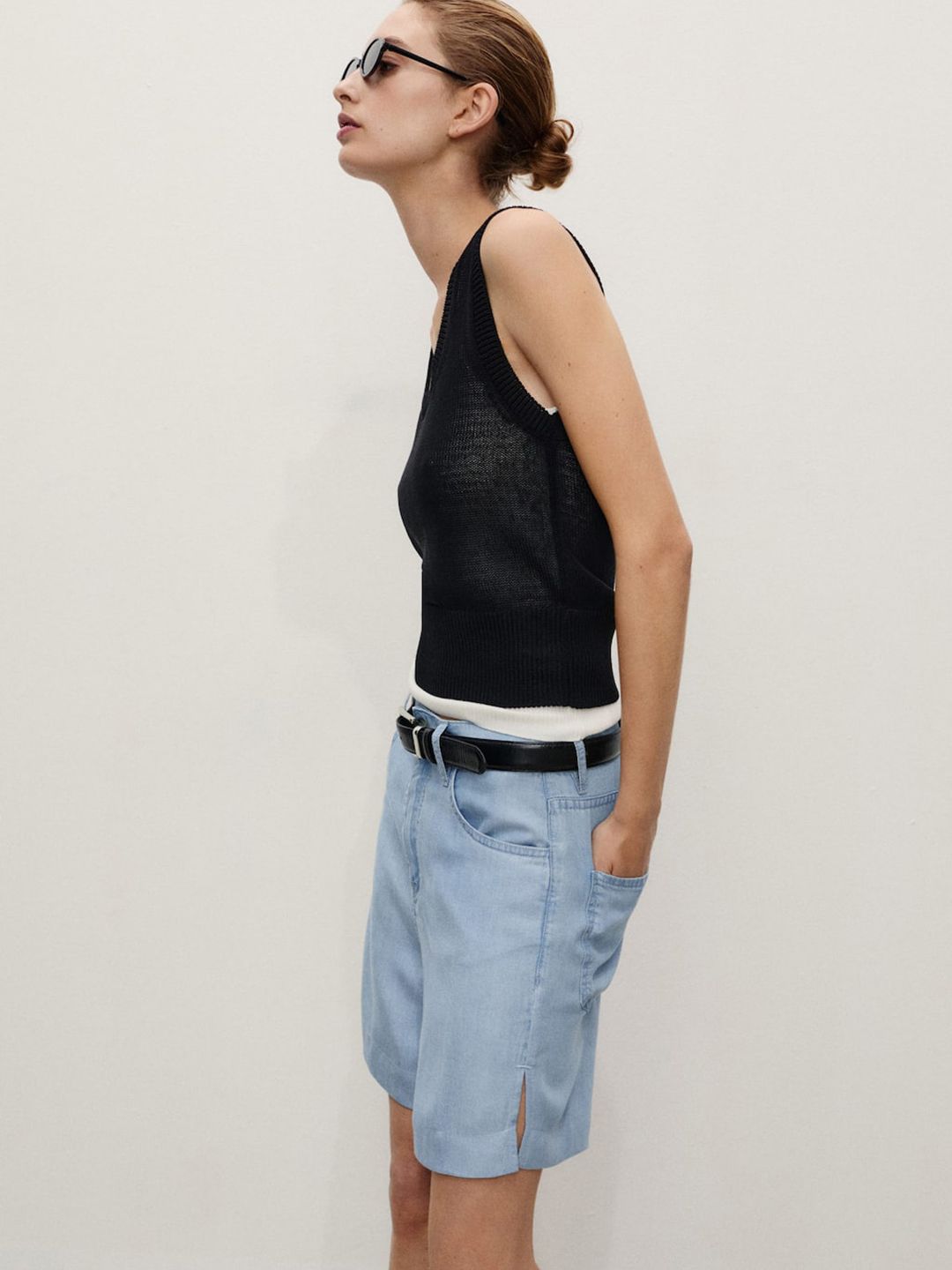 Mid-Rise Straight Fit Bermuda Shorts