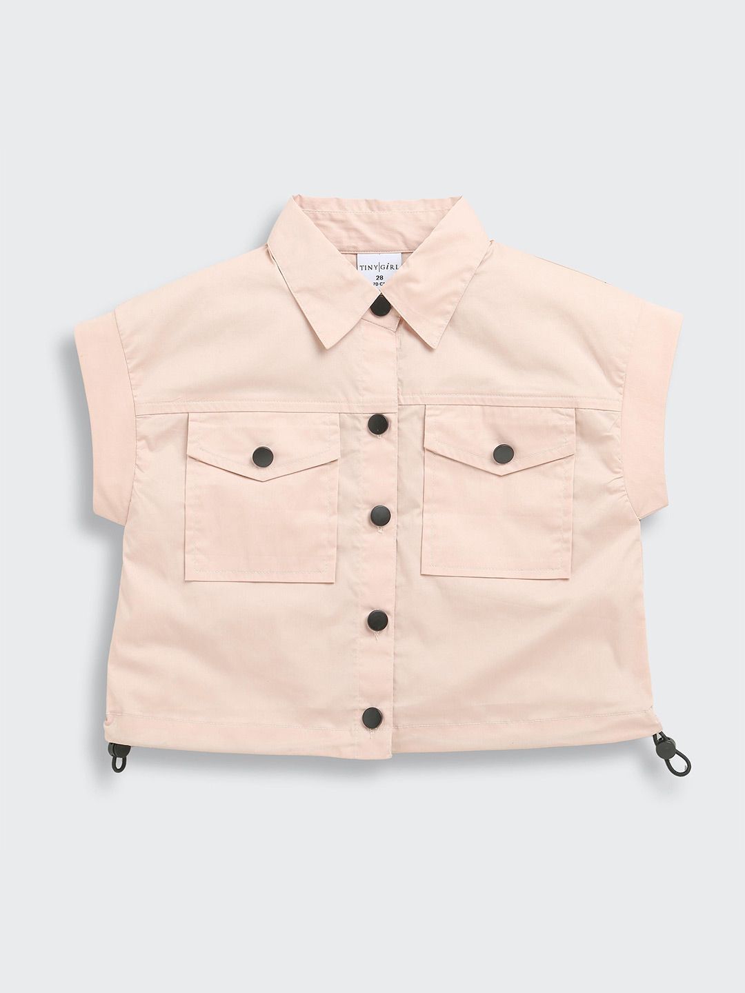 Tiny Girl Girls Solid Extended Sleeves Shirt Style Crop Top