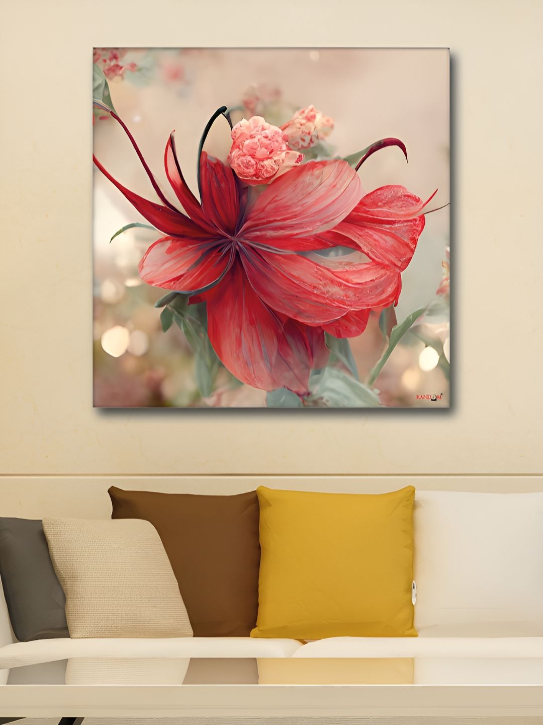 RANDOM Beige & Pink Floral And Botanical Canvas Wall Art