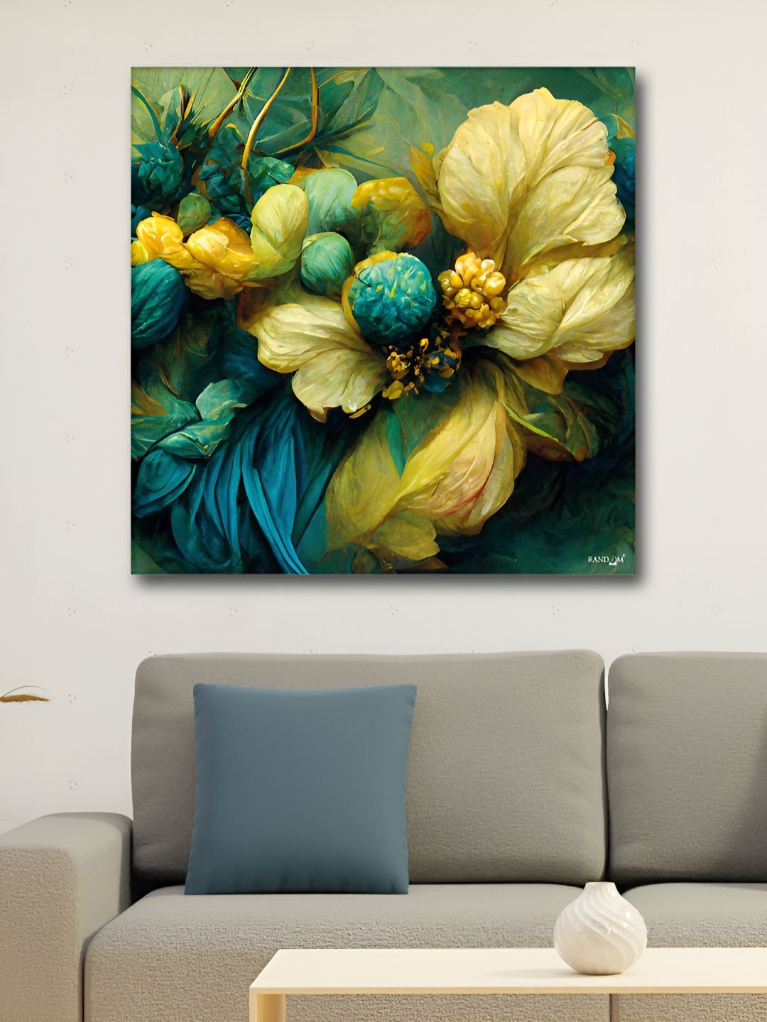 RANDOM Yellow & Blue Floral And Botanical Canvas Wall Art