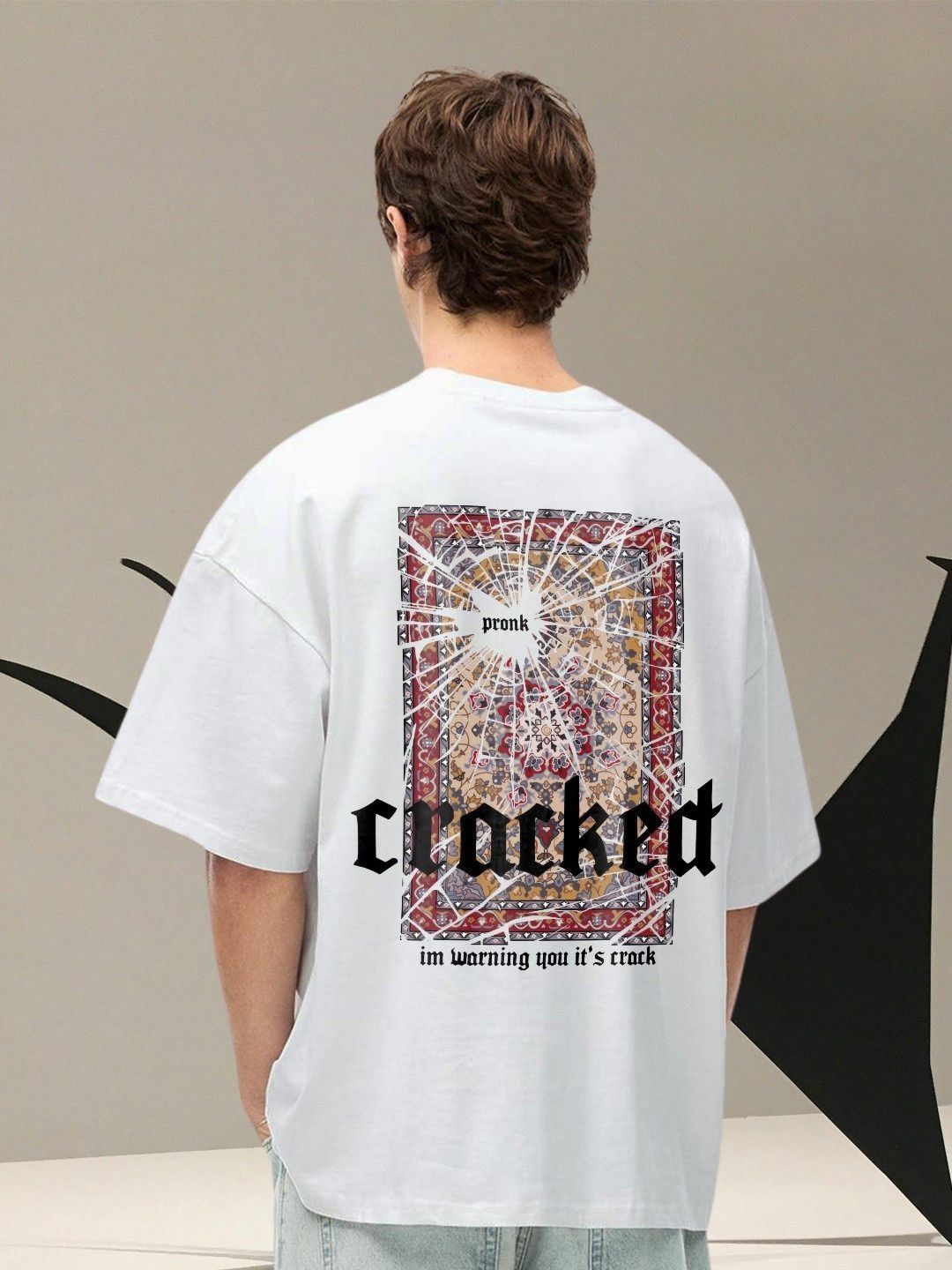 PRONK Graphic Printed Round Neck Oversized T-shirt