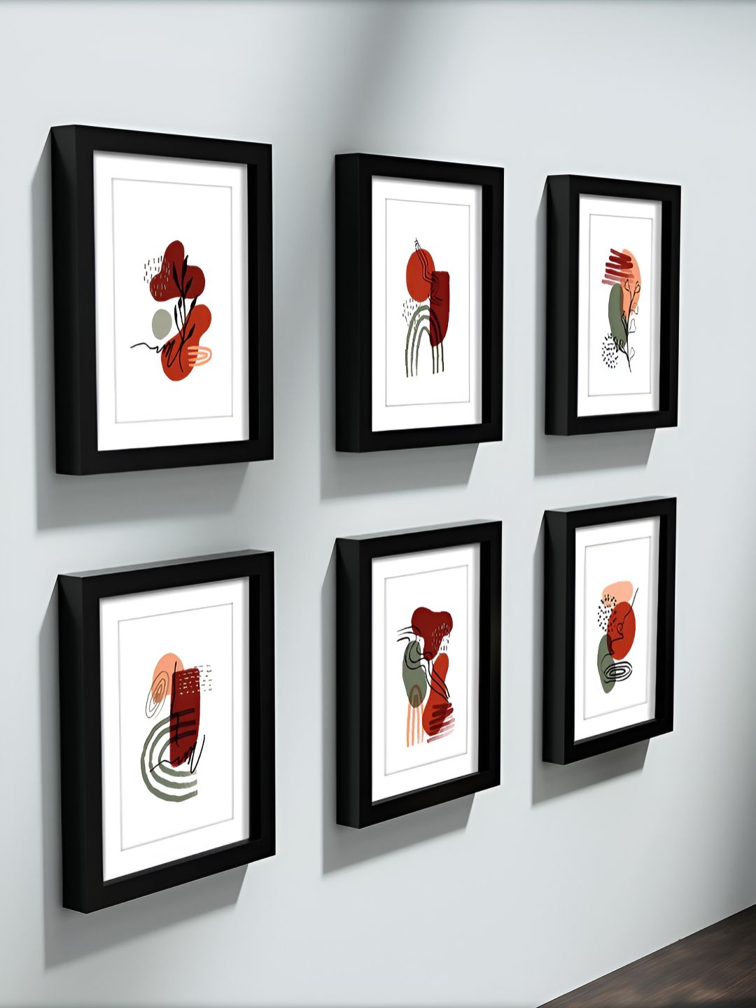 RANDOM RANDOM White & Black 6 Pieces Decorative Abstract Wall Photo Frames