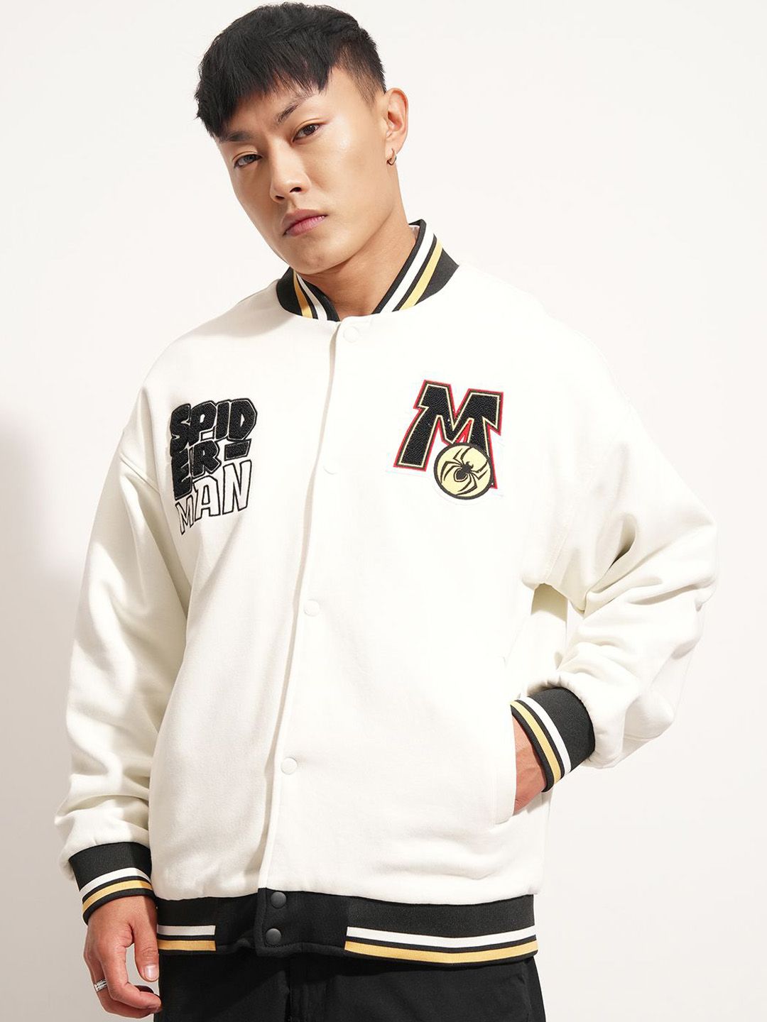 Buy HIGHLANDER Men Graphic Printed Oversized Cotton Varsity Jacket