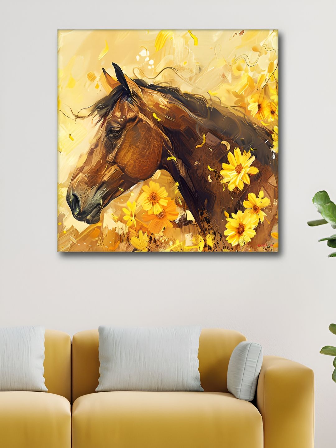 RANDOM Yellow & Brown Canvas Animals Wall Paintings