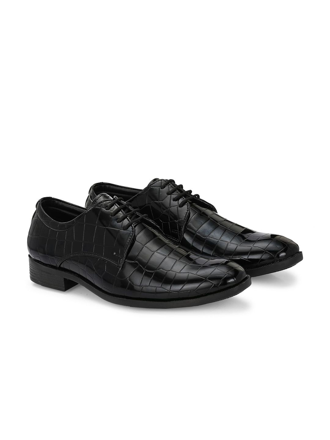 Azzaro Black Men Textured Formal Derbys